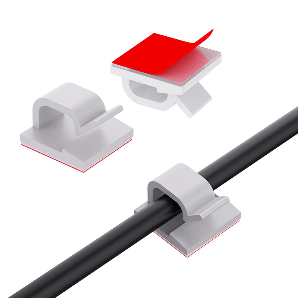 Desk Cable Organizer - R자형 투명 플라스틱 케이블 클립 와이어