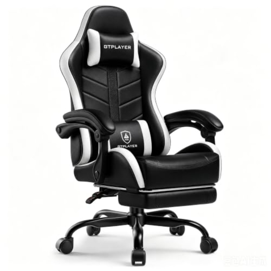 Gaming Chair - 성인용 게임 의자, 발판이 있는 인체공학적
