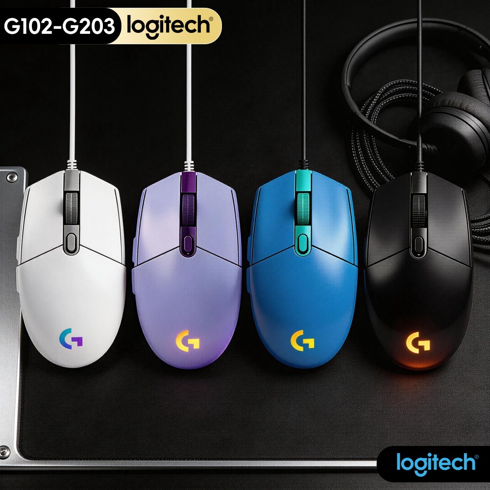 Pc Gaming Logitech - G102 로지텍 G203 마우스, 라이트싱크 RGB