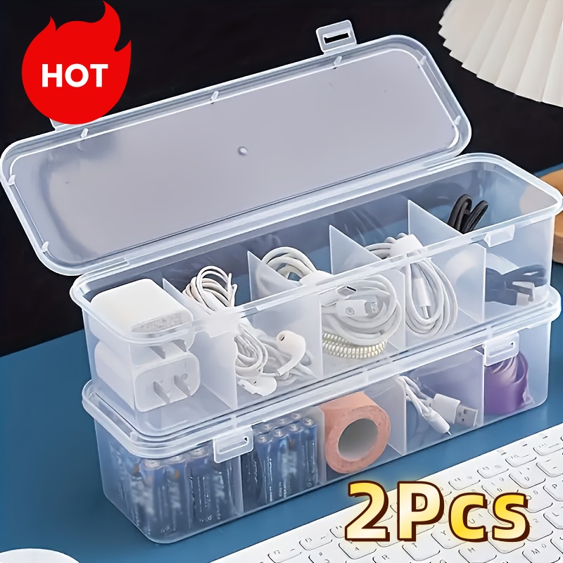 Desk Cable Organizer - 2Pcs 대형 케이블 관리 상자(뚜껑 포함)