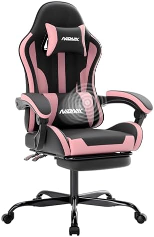 Gaming Chair - 게이밍 의자, 발 받침대와 요추 지지대가