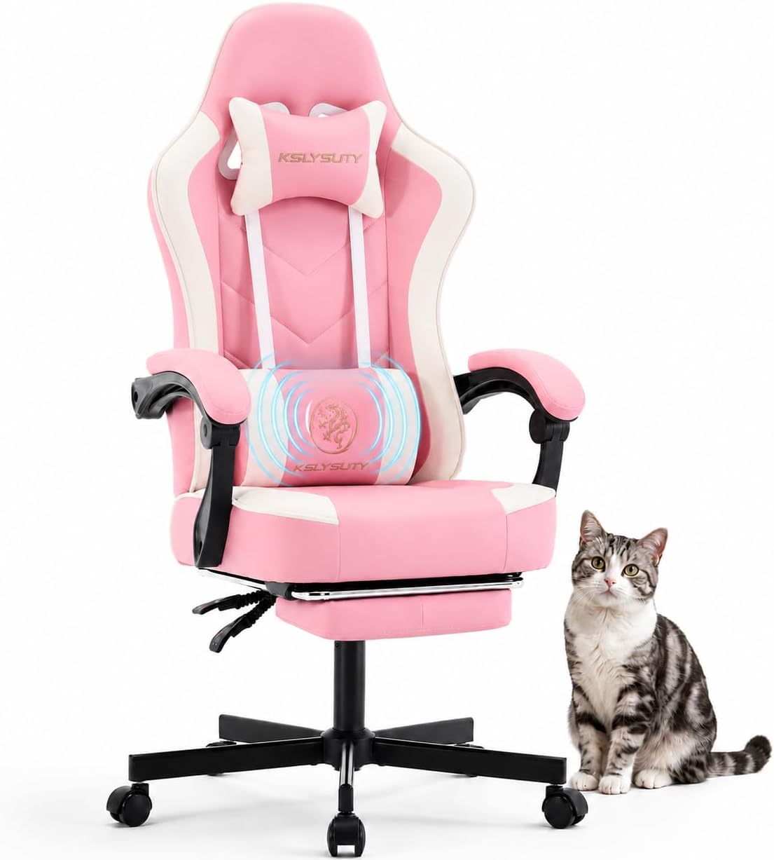 Gaming Chair - 인체공학적 하이백 게이밍 의자 (발받침대, 요추