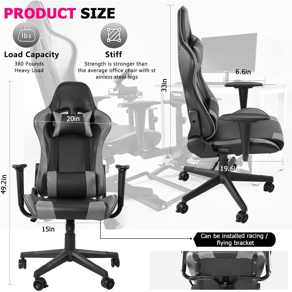 허리 지지대, 풀리, 회전식 조명이 있는 하이백 리클라 - Gaming Chair 리뷰 및 가격
