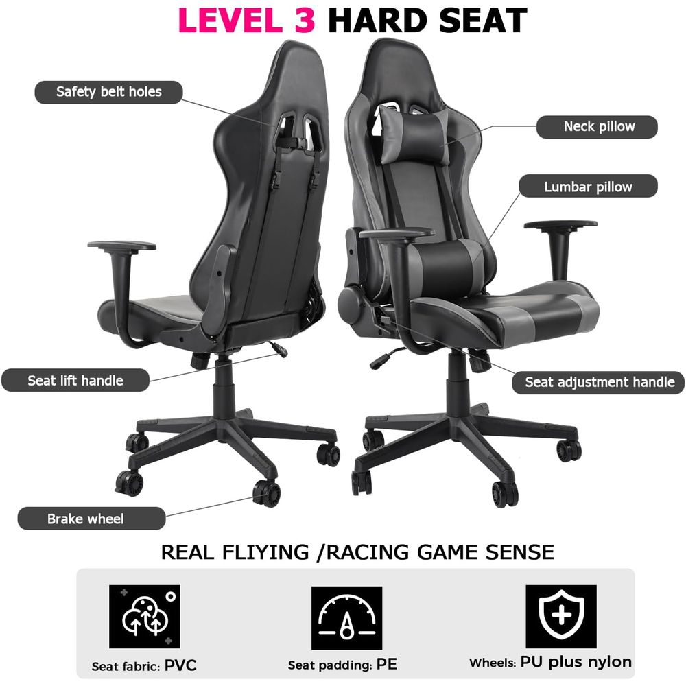 허리 지지대, 풀리, 회전식 조명이 있는 하이백 리클라 - Gaming Chair 리뷰 및 가격