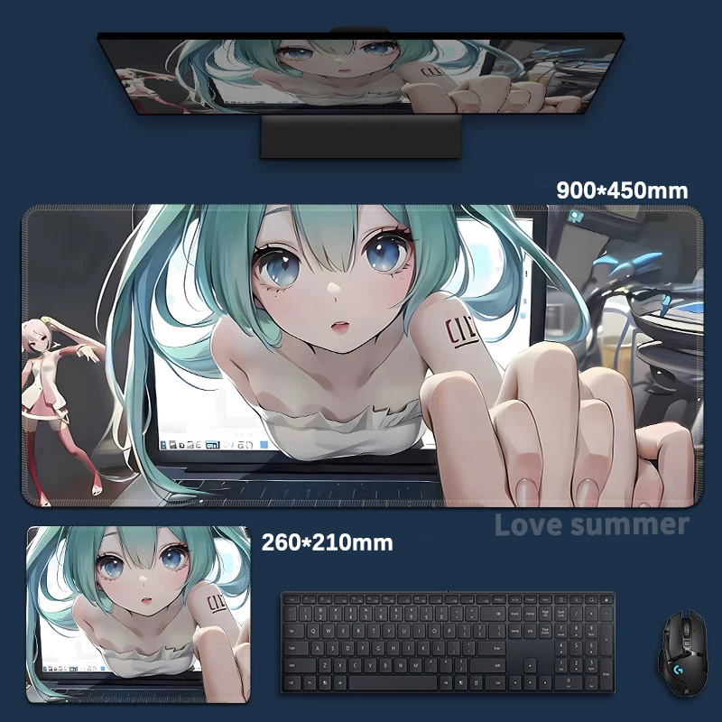 애니메이션 미쿠 대형 게이밍 마우스 패드 PU 가죽 확 - Pc Gaming Hatsune Miku 리뷰 및 가격