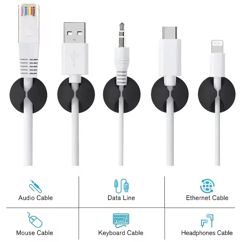 5/50개 케이블 클립 와인더 정리기 원형 충전기 코드 - Desk Cable Organizer 리뷰 및 가격