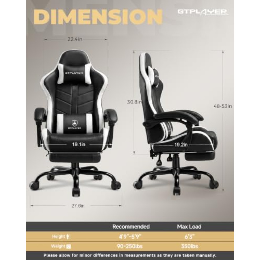 성인용 게임 의자, 발판이 있는 인체공학적 컴퓨터 게임 - Gaming Chair 리뷰 및 가격