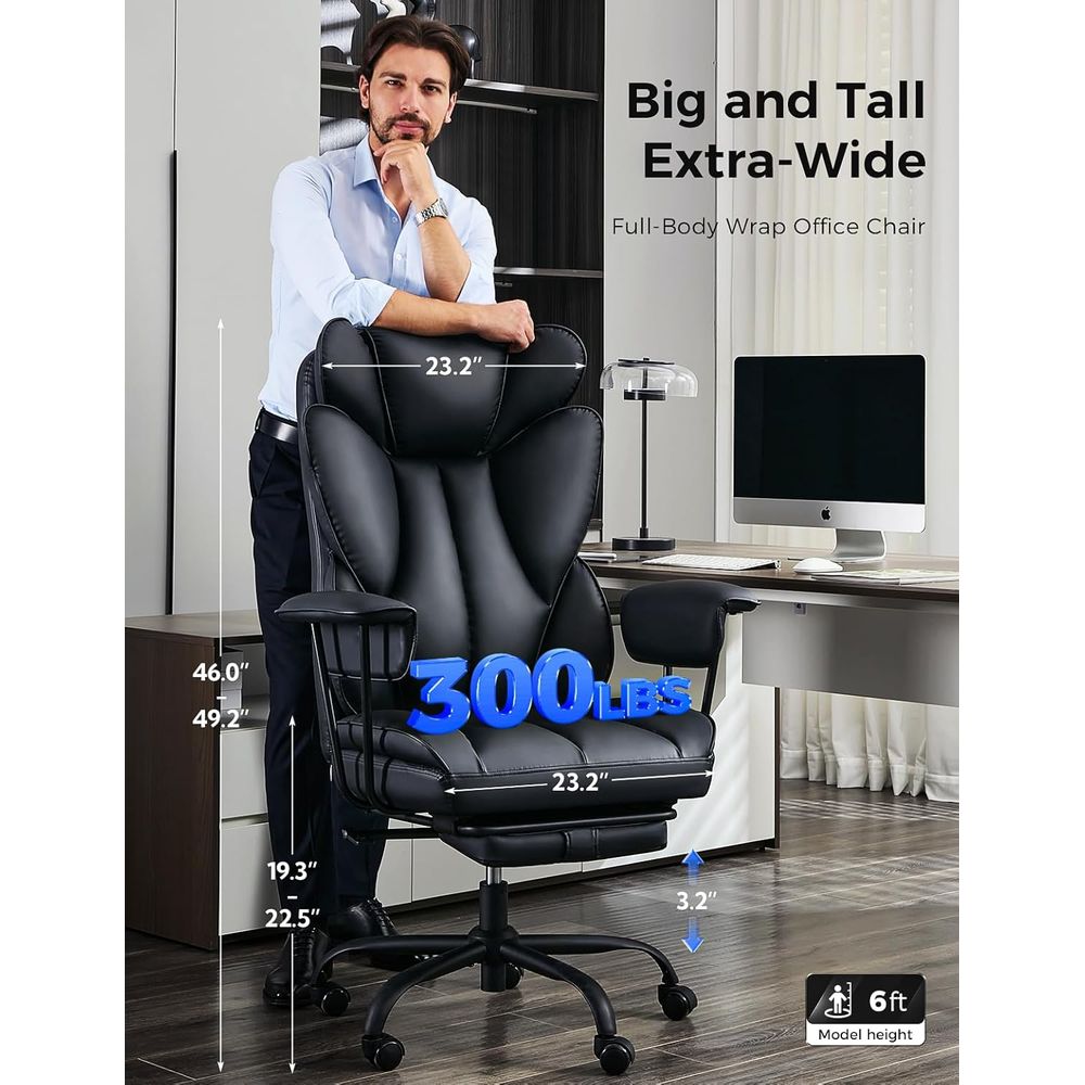 크고 키가 큰 사무실 책상 의자 - 발 받침대가 있는  - Gaming Chair 리뷰 및 가격