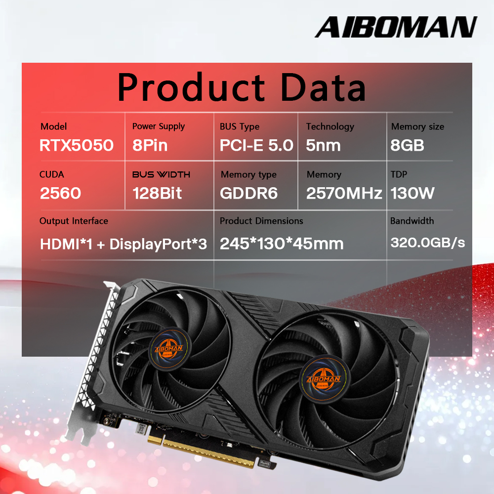 AIBOMAN RTX5050 8GB 그래픽 카드 GDD - Pc Gaming Nvidia 리뷰 및 가격
