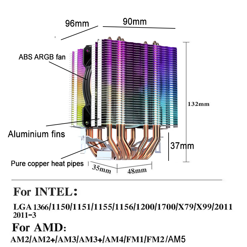 90MM ARGB CPU 쿨러 팬 RGB LED 6개  - Pc Gaming Center 리뷰 및 가격
