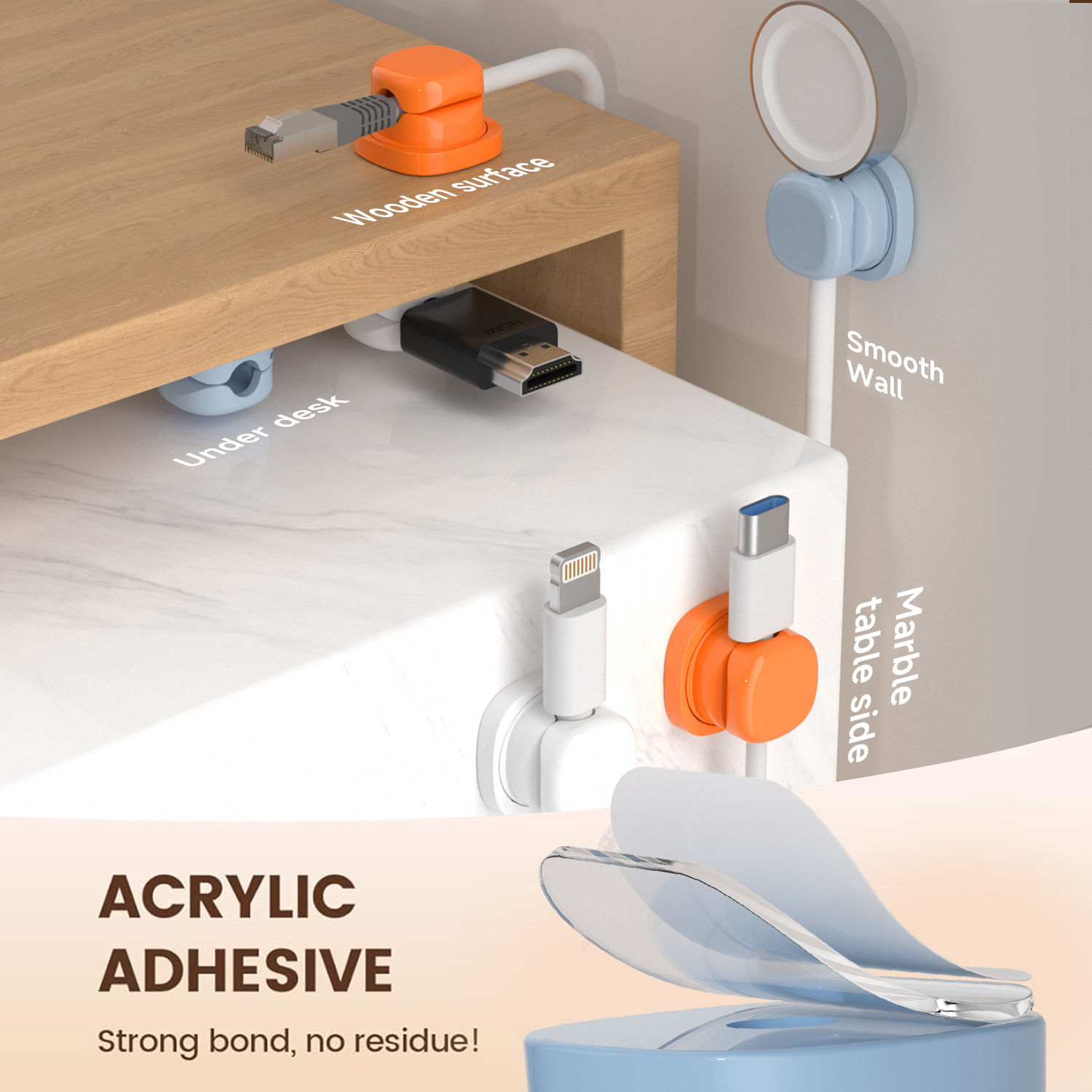접착식 케이블 정리기 케이블 클립 케이블 홀더 와이어  - Desk Cable Organizer 리뷰 및 가격