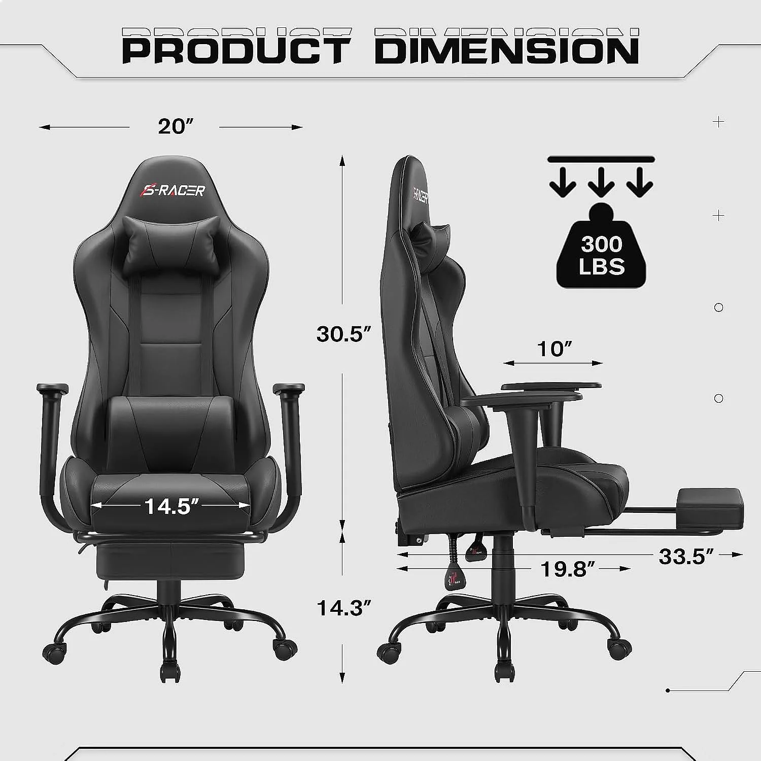 발 받침대가 있는 Homall 게이밍 의자 마사지 요추 - Gaming Chair 리뷰 및 가격