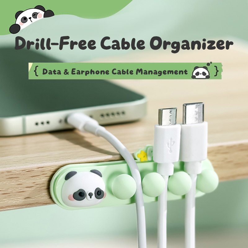 만화 판다 케이블 홀더: 휴대폰 충전 케이블용 자가 접 - Desk Cable Organizer 리뷰 및 가격