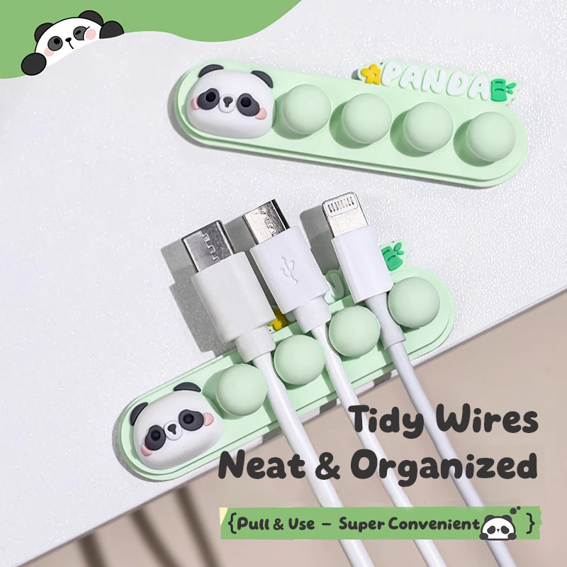 만화 판다 케이블 홀더: 휴대폰 충전 케이블용 자가 접 - Desk Cable Organizer 리뷰 및 가격