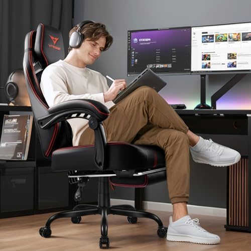 발 받침대가 있는 크고 키가 큰 게이밍 의자(400lb - Gaming Chair 리뷰 및 가격