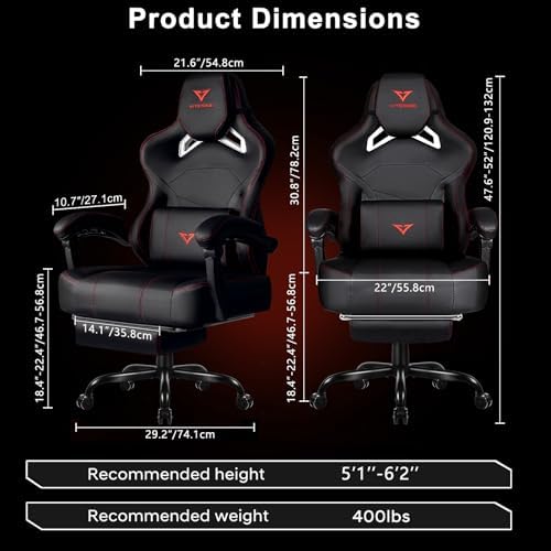 발 받침대가 있는 크고 키가 큰 게이밍 의자(400lb - Gaming Chair 리뷰 및 가격