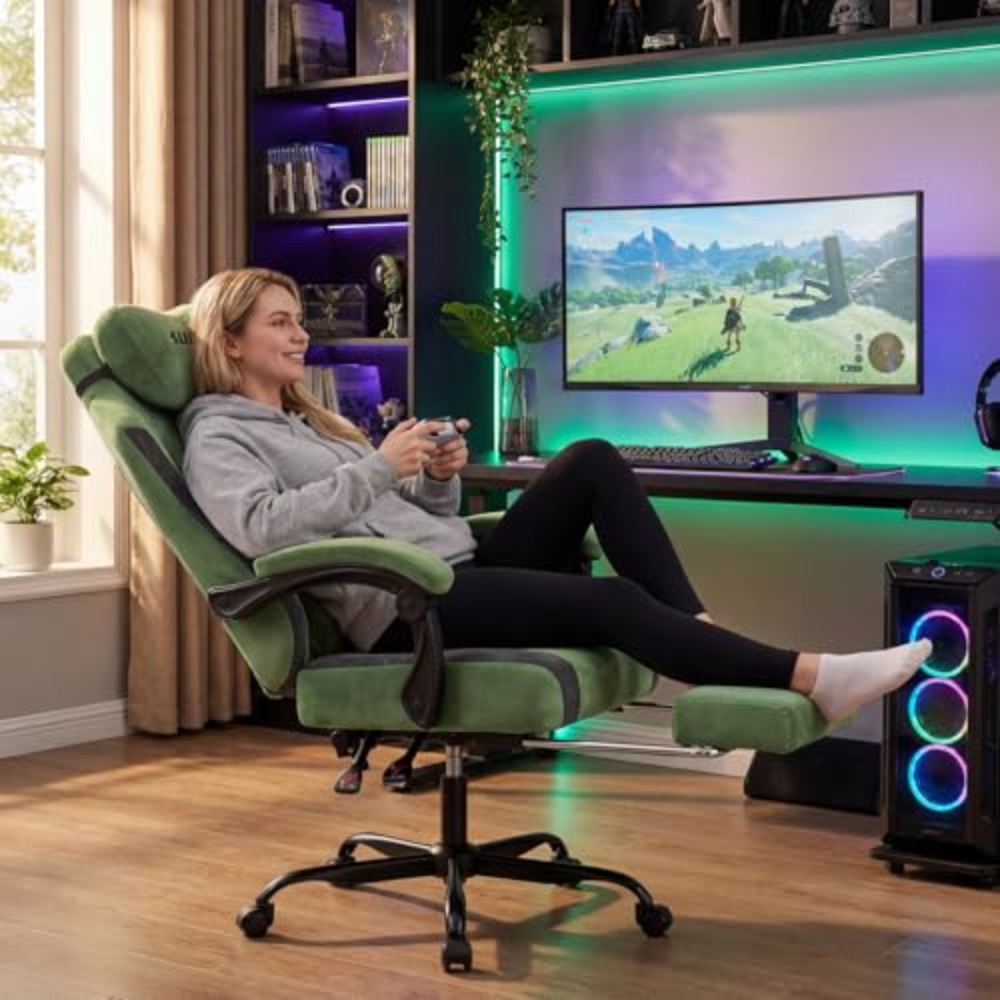 패브릭 비디오 게임 의자, 인체공학적 하이백 컴퓨터 게 - Gaming Chair 리뷰 및 가격