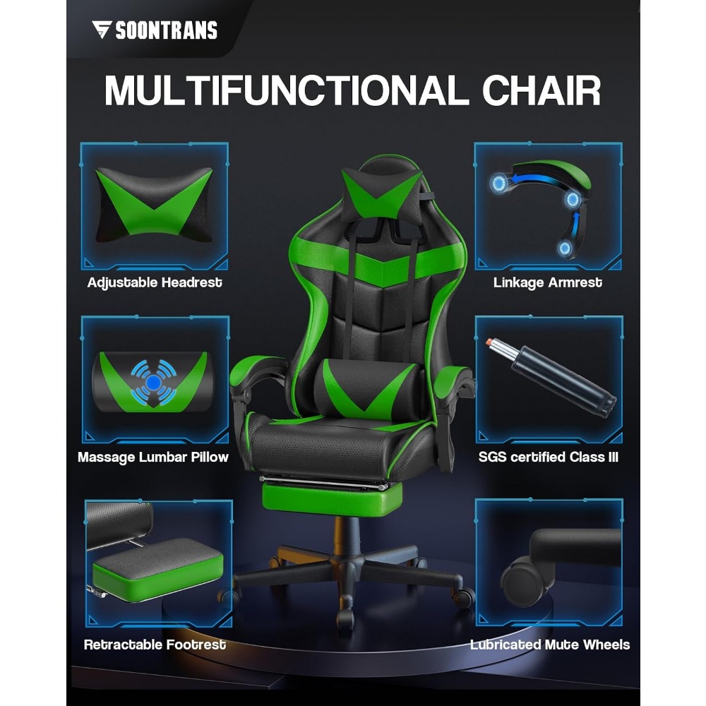 인체공학적 게이밍 의자 (발받침대 및 요추 지지대 포함 - Gaming Chair 리뷰 및 가격