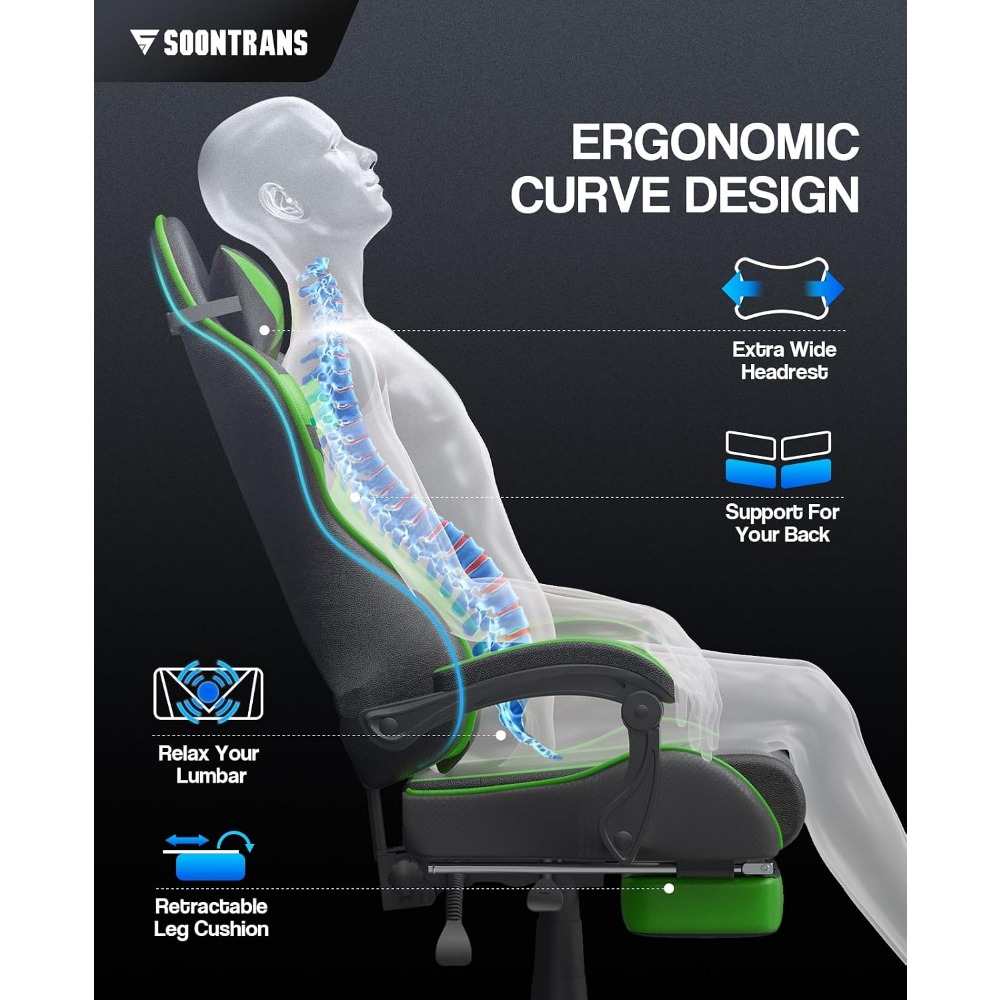 인체공학적 게이밍 의자 (발받침대 및 요추 지지대 포함 - Gaming Chair 리뷰 및 가격