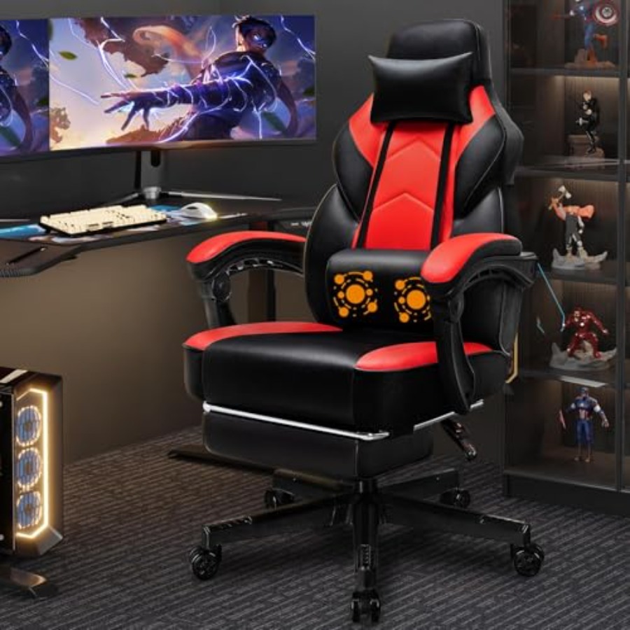 발 받침대, 마사지 요추 지지대, 높이 조절, 360도 - Gaming Chair 리뷰 및 가격