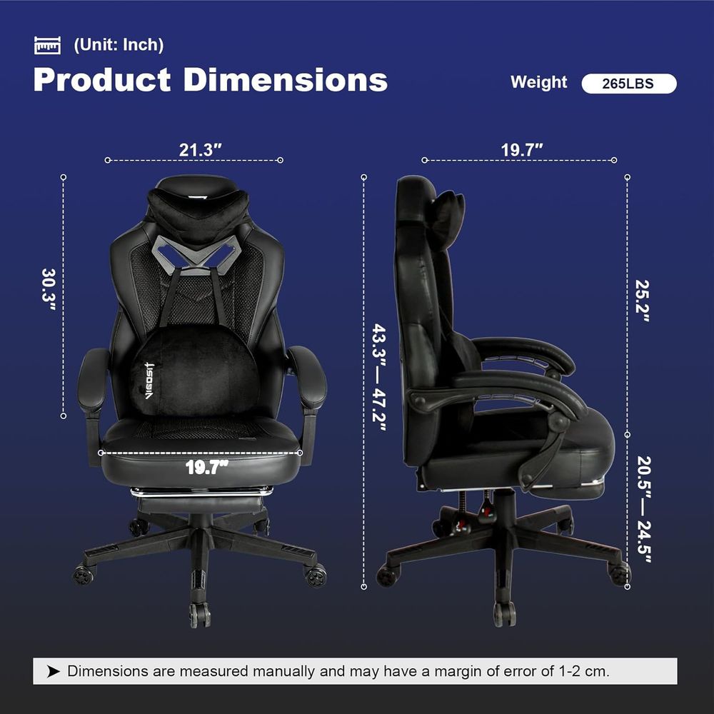 무거운 체형의 성인을 위한 발 받침대와 요추 지지대가  - Gaming Chair 리뷰 및 가격