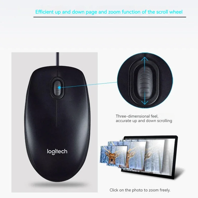 로지텍 B100 유선 USB 마우스, PC, 노트북,  - Pc Gaming Logitech 리뷰 및 가격