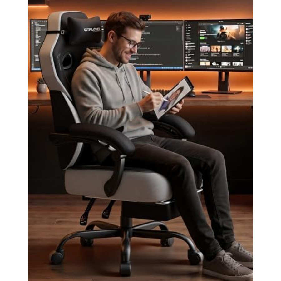 크고 키가 큰 게이밍 의자, 발 받침대가 있는 넓은 좌 - Gaming Chair 리뷰 및 가격