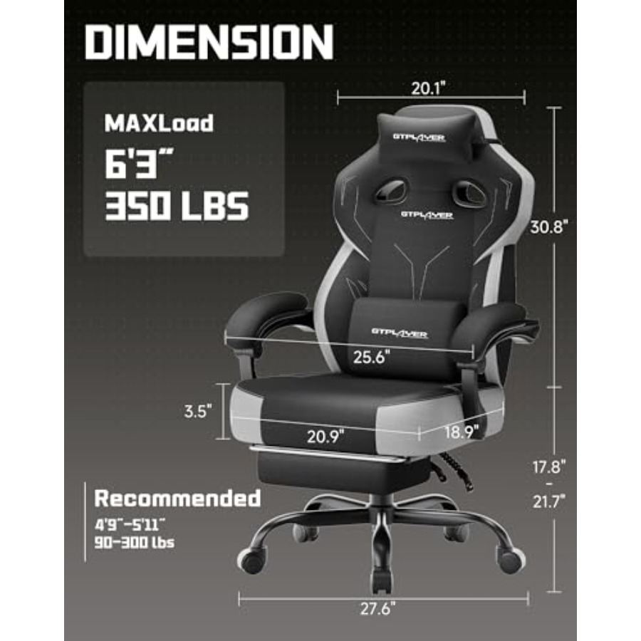 크고 키가 큰 게이밍 의자, 발 받침대가 있는 넓은 좌 - Gaming Chair 리뷰 및 가격