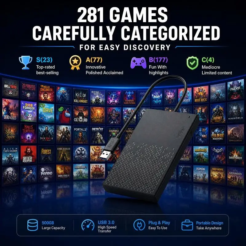 지버디 플러그 앤 플레이 게임 하드 드라이브 500GB - Pc Gaming Download 리뷰 및 가격